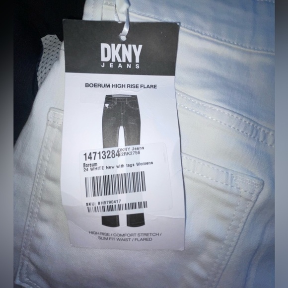 DKNY WHITE BOERUM HIGH RISE FLATE JEANS - Picture 4 of 9
